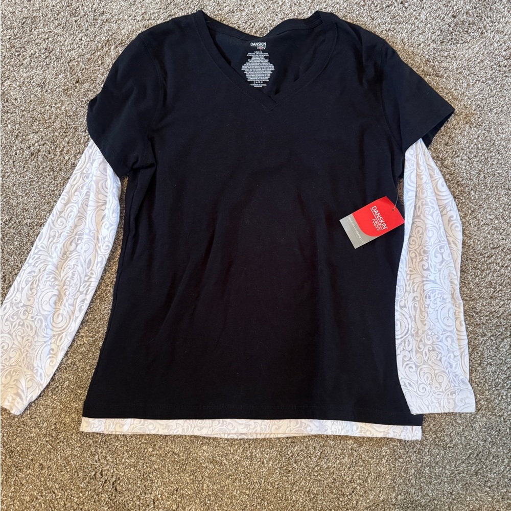 Danskin Women's Black and White Long Sleeve Top